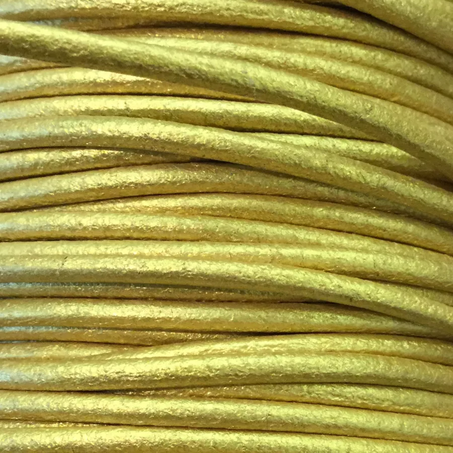 Cuir rond 2 mm couleurs pastel et métallisées - Or