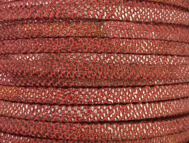 Cuir exclusivité idil 5mm  à reflets or et argent  - Corail