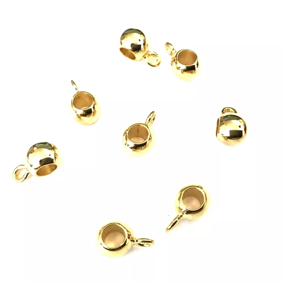 Accroche breloque pour cuir 5 mm rond - Or