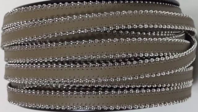 Cuir satiné ou non avec chaîne boule 10 mm-NOUVELLES COULEURS - Kaki