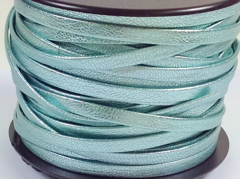 Cuir chèvre métallisé 5 mm_couleurs tendances automne-hiver - Vert d'eau métallisé