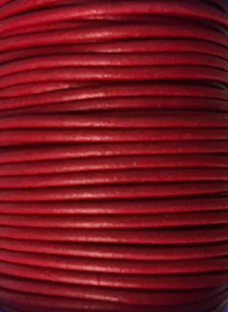 Cuir rond 2 mm couleurs pastel et métallisées - Fuchsia