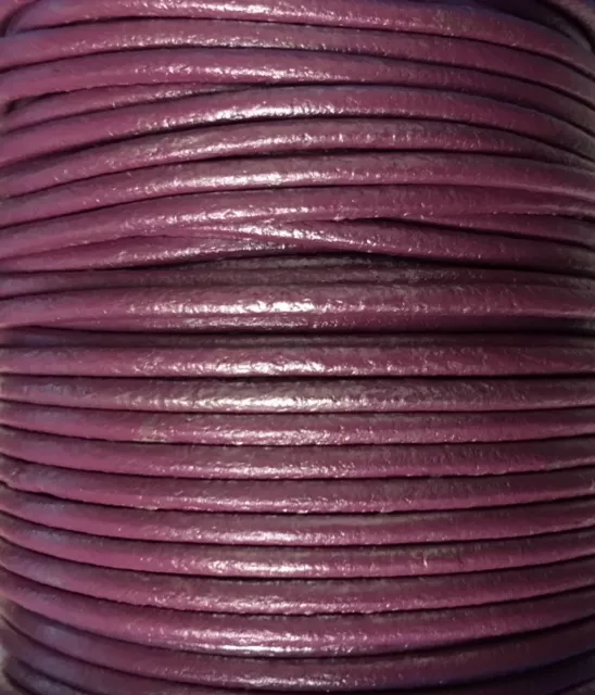 Cuir rond 2 mm couleurs pastel et métallisées - Fuchsia métallisé