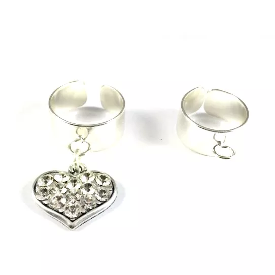  Bagues réglable avec anneau horizontale, en laiton plaquée en Franceargent ou or - Argent