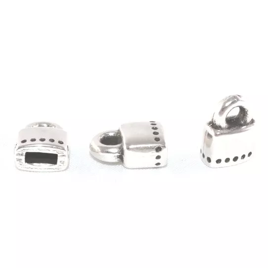 Embout avec anneau  5 mm plat pour cuir - Argent