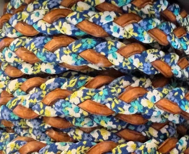 CUIR TRESSE avec  LIBERTY - Bleu et marron