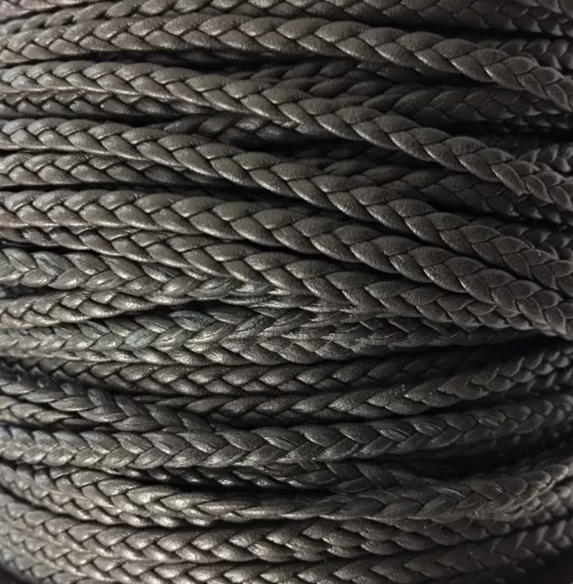 Cuir d'agneau tressé 3mm-qualité joallerie-NOUVELLES COULEURS - kaki foncé