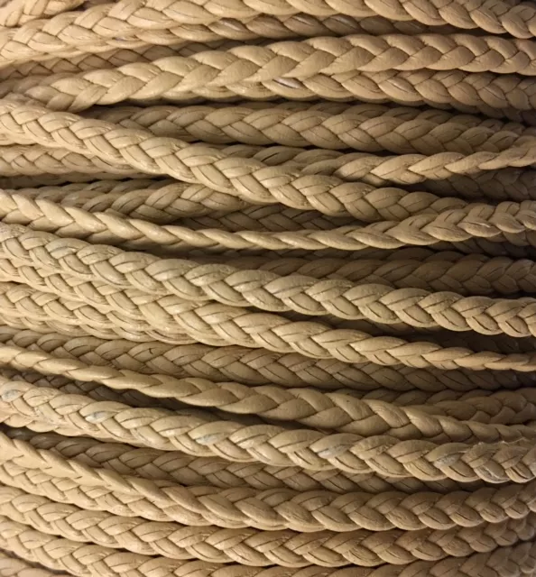 Cuir d'agneau tressé 3mm-qualité joallerie-NOUVELLES COULEURS - Beige