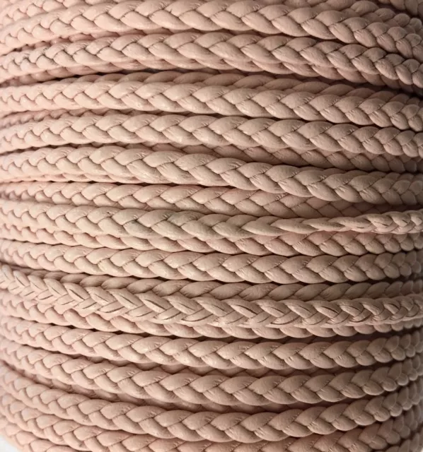 Cuir d'agneau tressé 3mm-qualité joallerie-NOUVELLES COULEURS - Rose Clair Rose Clair