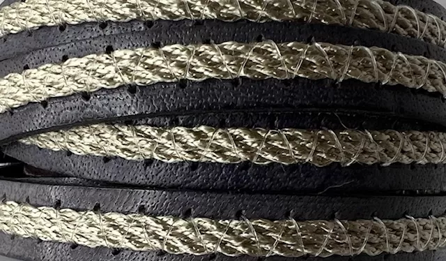 Cuir de veau avec lin cousu 10mm-fête des pères - Gris