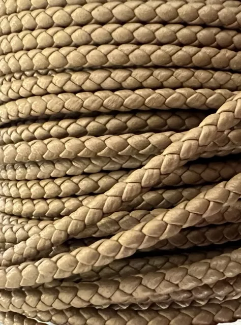 Cuir tressé rond 3-Qualité Joaillerie-nouvelles couleurs - Kaki