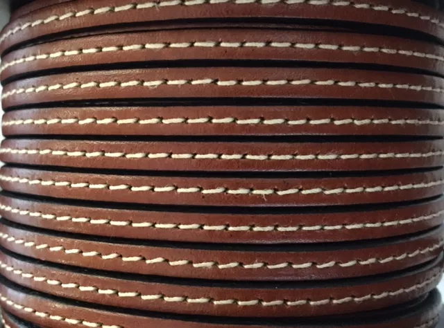 Cuir de veau cousu 5mm - Marron moyen