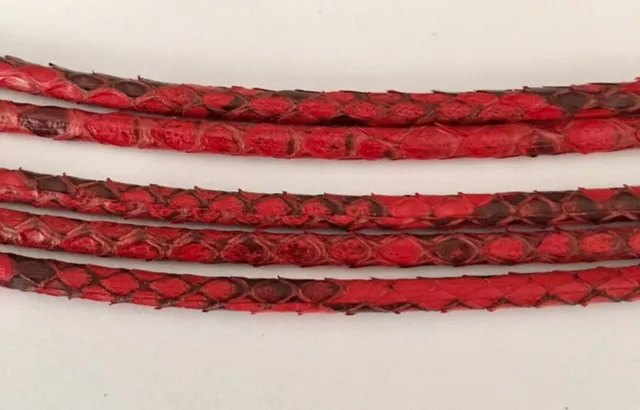 Véritable Python 3 mm rond-Pour la Joaillerie - Rouge