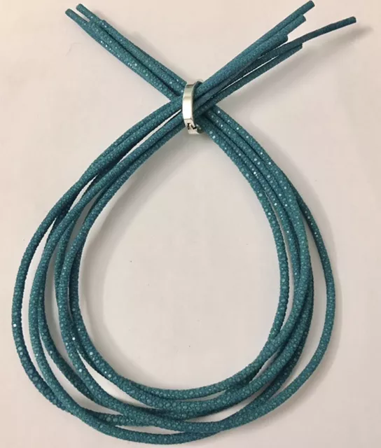 Véritable galuchat 3mm rond-pour la Joaillerie - Bleu turquoise