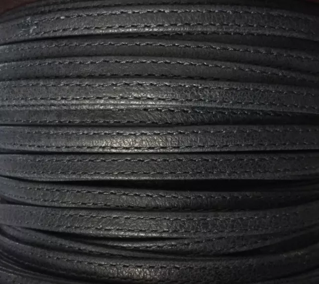 Cuir d'agneau plongé 5 mm double coutures-NOUVELLES COULEURS - Bleu marine