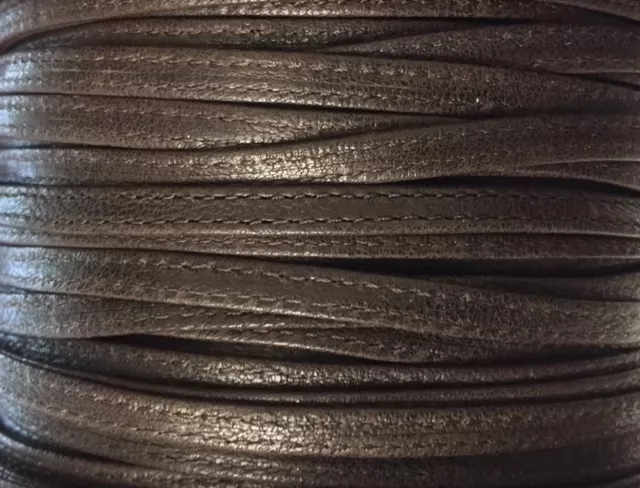 Cuir d'agneau plongé 5 mm double coutures-NOUVELLES COULEURS - Marron foncé Marron