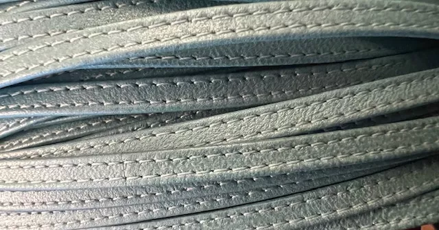 Cuir d'agneau plongé 5 mm double coutures-NOUVELLES COULEURS - Celeste