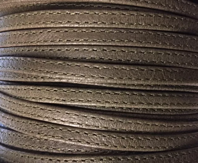 Cuir d'agneau plongé 5 mm double coutures-NOUVELLES COULEURS - Kaki