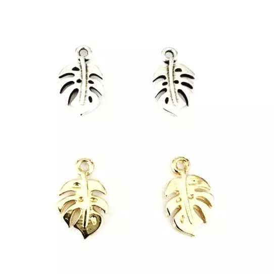 Petits pendants de feuille de monstera 15mm-argent-or-or rose - Argent