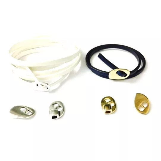 Fermoir boucle pour cuir plat 3mm - Or