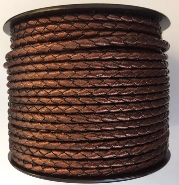 Cuir tressé rond 3-Qualité Joaillerie-nouvelles couleurs - Bronze