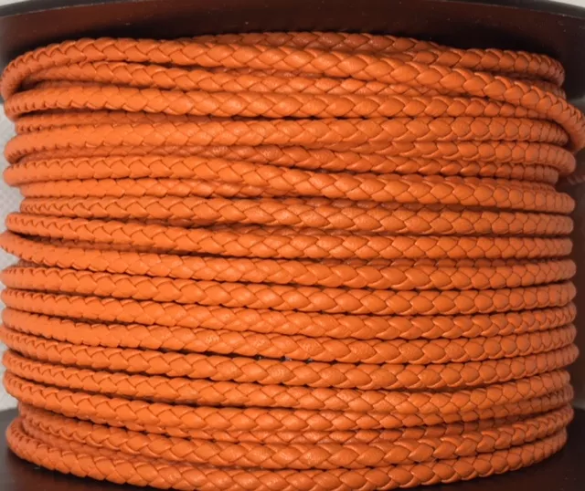 Cuir tressé rond 3-Qualité Joaillerie-nouvelles couleurs - Orange