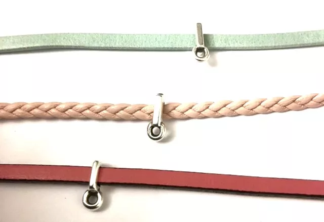 Accroche breloque pour cuir plat 3mm - Argent