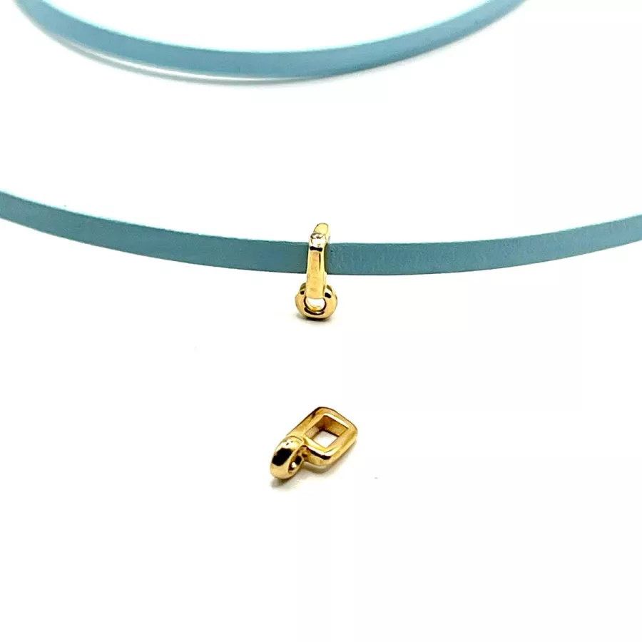Accroche breloque pour cuir plat 3mm - Or