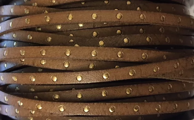 Cuir 5mm Faux clouté - Camel