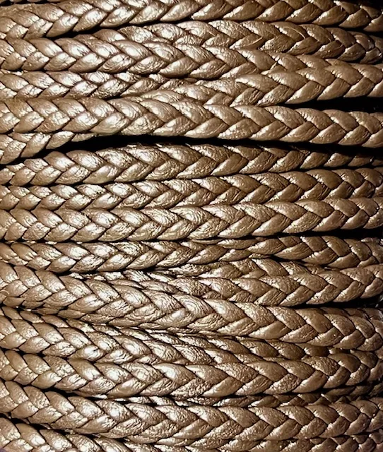 Cuir Tressé double face 4-5mm - Marron