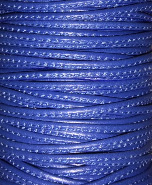 L599 Cuir cousu 1.5mm-43 COULEURS - Bleu éléctrique