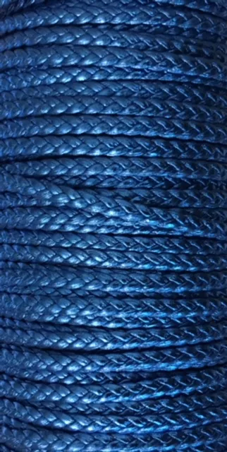 Cuir d'agneau tressé 3mm-qualité joallerie-NOUVELLES COULEURS - Bleu éléctrique