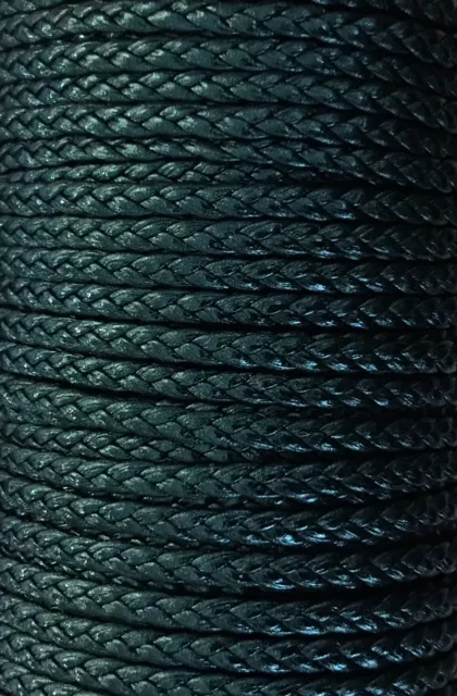 Cuir d'agneau tressé 3mm-qualité joallerie-NOUVELLES COULEURS - bleu canard