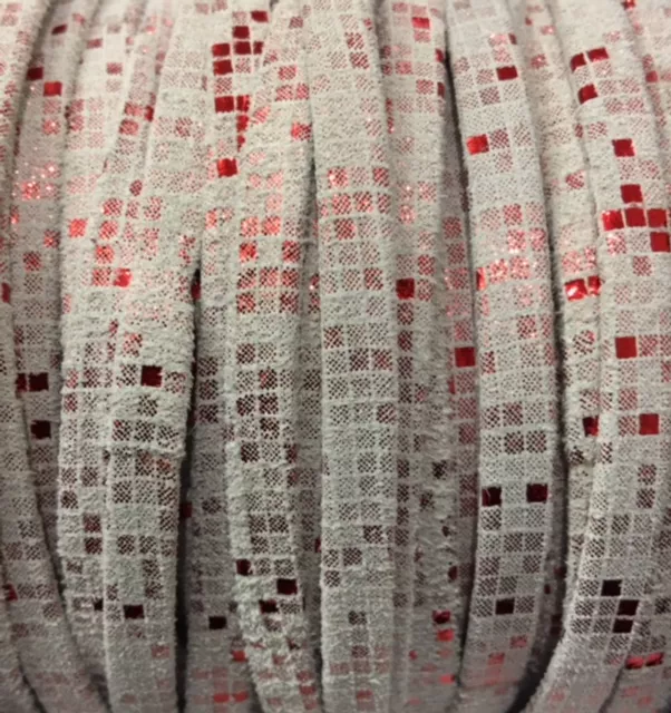 cuir 5mm Petits carreaux - Rouge