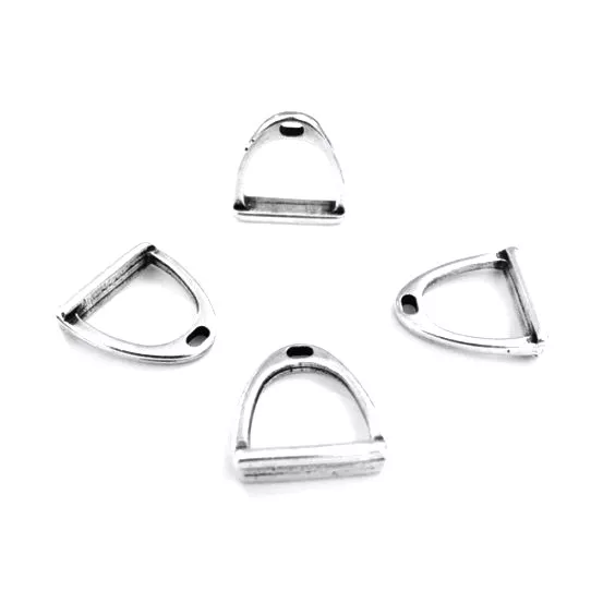 Pendant petit étrier, 14mm en argent vif ou argent antique - Argent antique