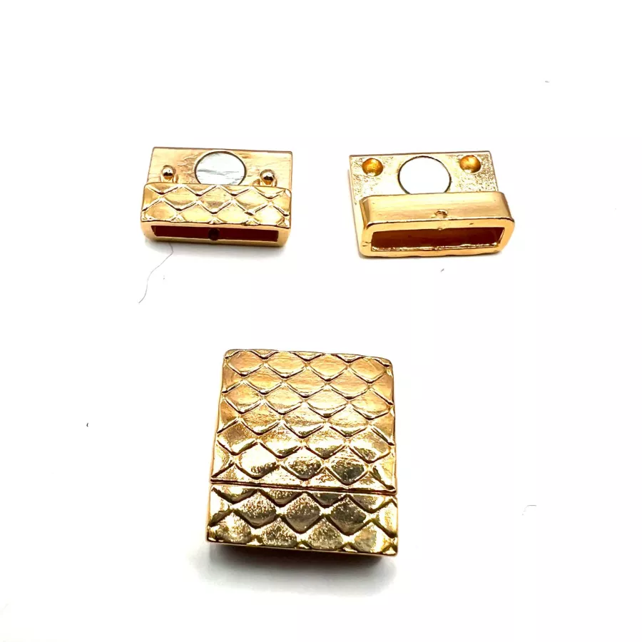 FERMOIR AIMANTE 15MM en etain MOTIF SERPENT - or rose