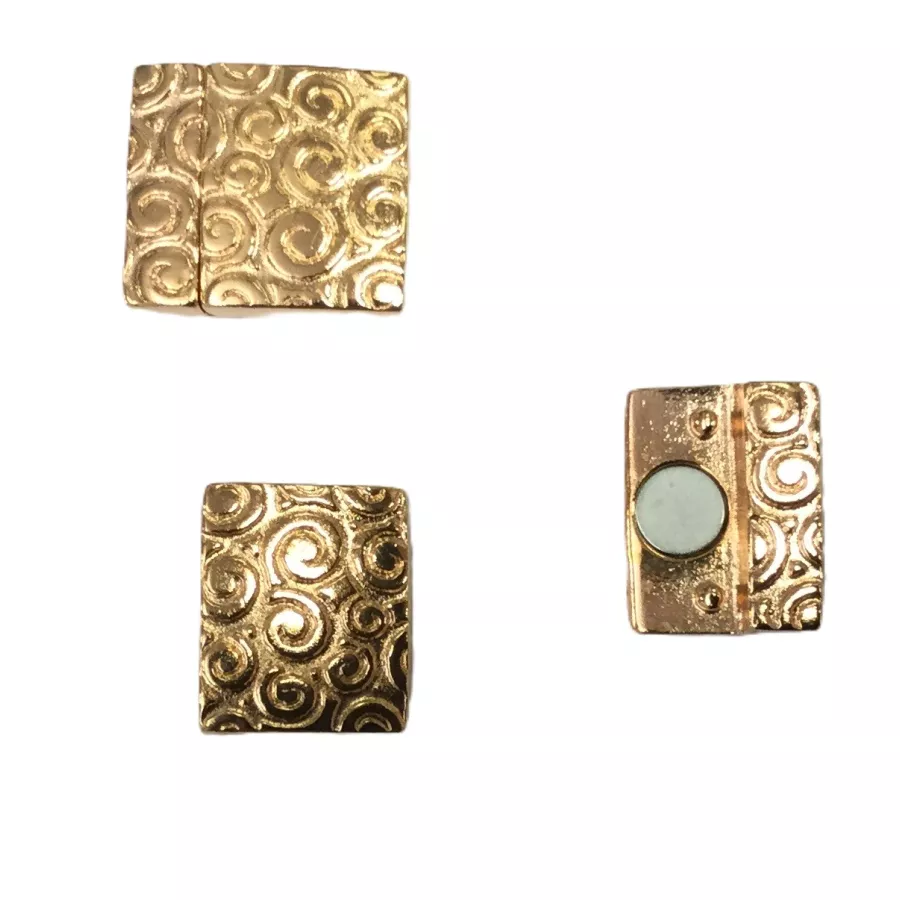 Fermoir aimanté en étain pour cuir 15mm plaqué argent motif spirale - or rose