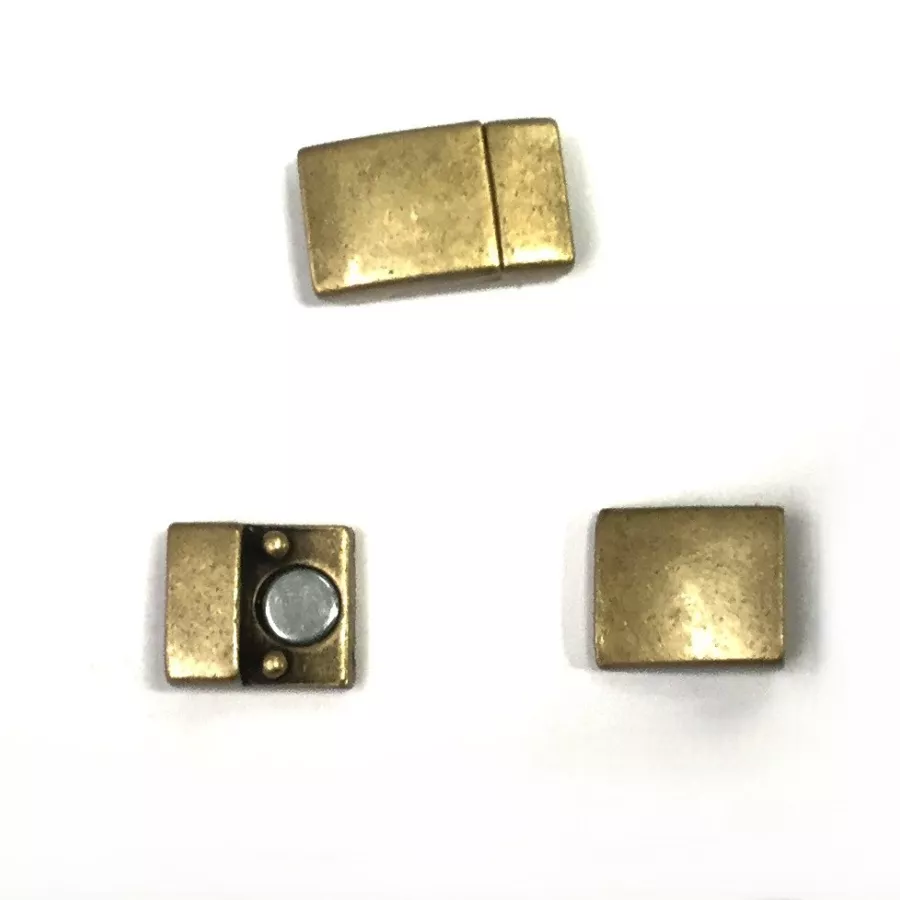 Fermoir aimanté en étain long pour cuir 10mm plat - Bronze