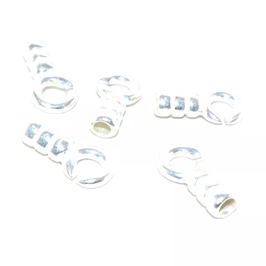 Fermoir Crochet pour cuir 5mm rond ou plat - Argent