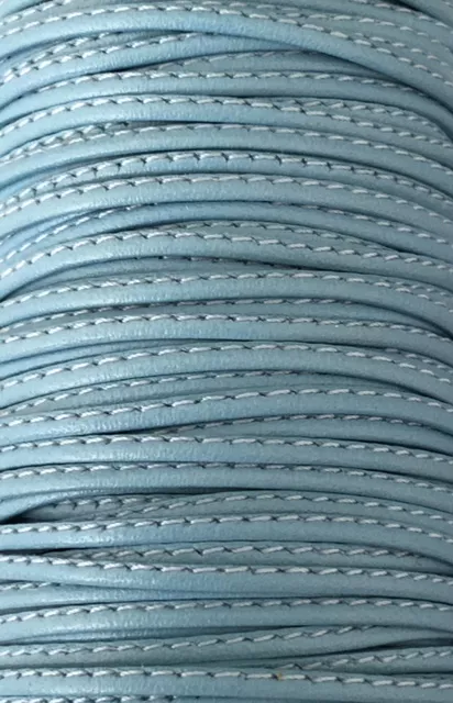 L599 Cuir cousu 1.5mm-43 COULEURS - Bleu ciel
