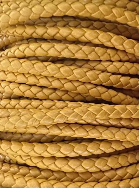 Cuir tressé rond 3-Qualité Joaillerie-nouvelles couleurs - moutarde