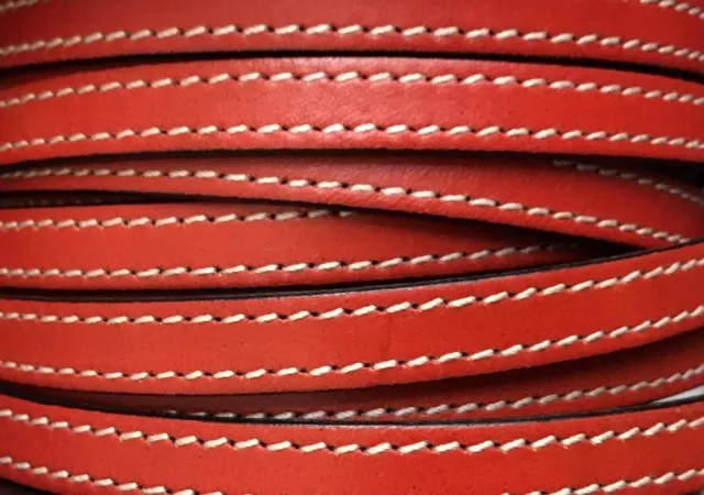 Cuir de veau cousu 10mm-nouvelles couleurs - Corail