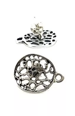 Boucles d'oreilles à clous filigranne rond - Argent antique