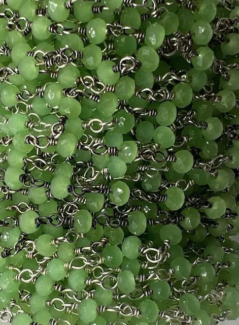 Chaine facette argenté - Vert anis