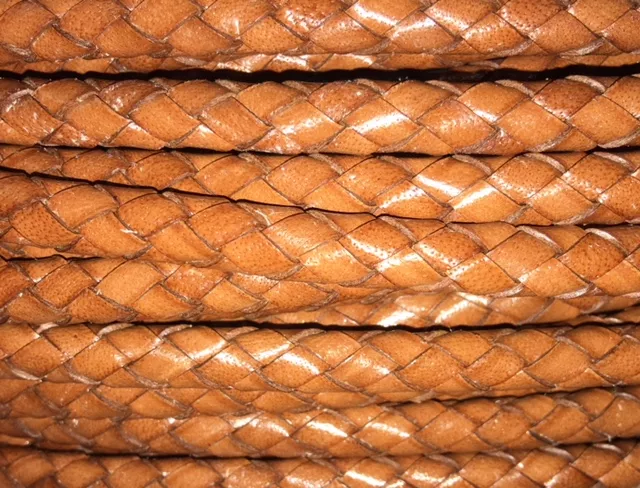 Cuir tressé 8mm pour homme - cognac