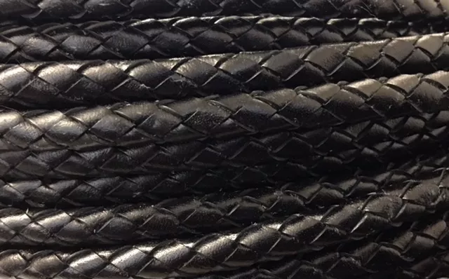Cuir tressé 8mm pour homme - Noir
