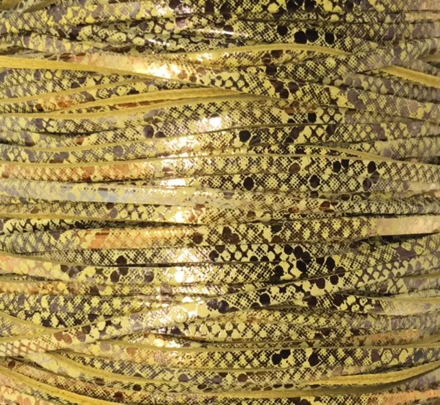 Cuir de chèvre 2mm  imprimé reflet doré et daim, NOUVELLE COULEUR - Jaune