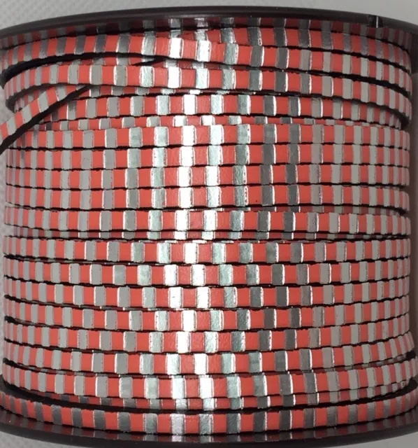 cuir de veau 3mm avec rayure - Rose