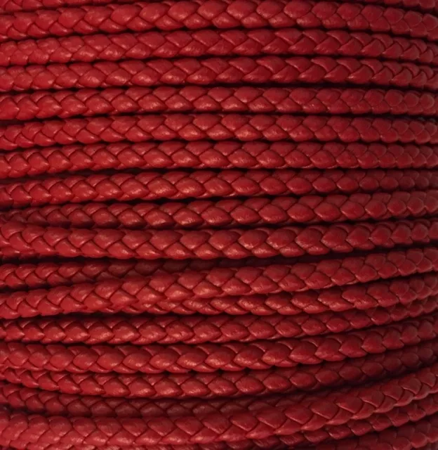 Cuir tressé rond 3-Qualité Joaillerie-nouvelles couleurs - Rouge