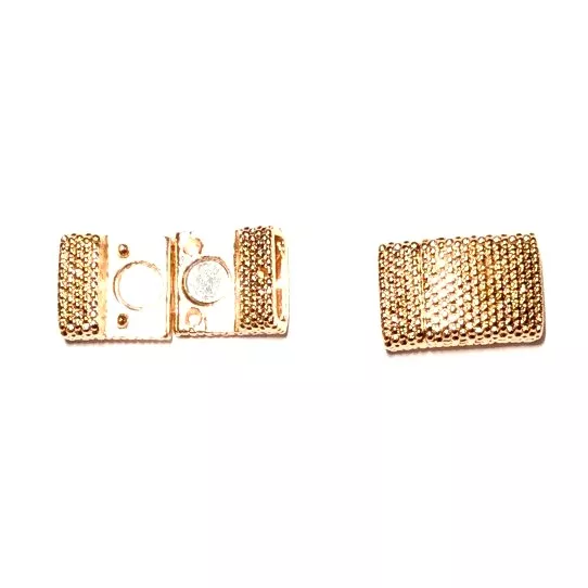 Fermoir aimanté en étain pour cuir 10mm diamanté - or rose